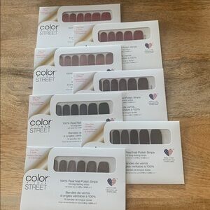 7 pack Color Street Burgundy and Brown Nail Strips Collection